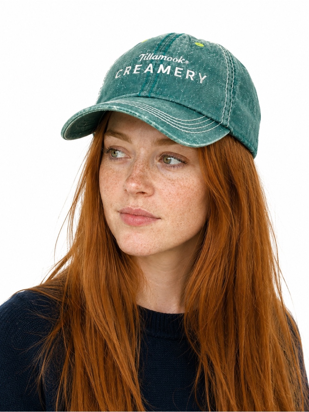 Tillamook Creamery Teal Distressed Dad Hat Snapback Food Brand Oregon